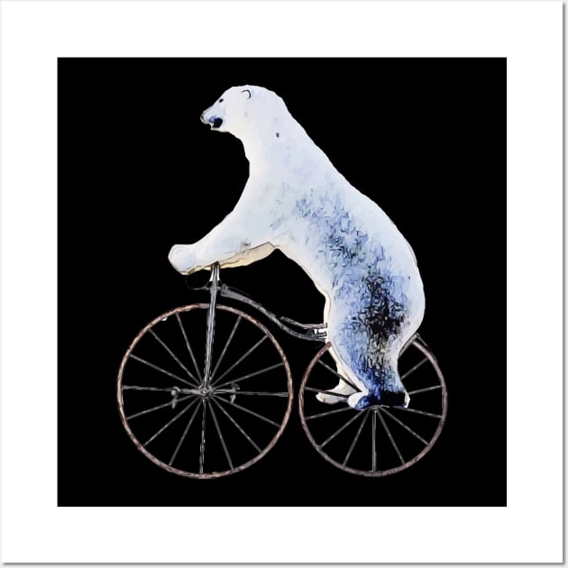 Polar bear bicycling funny Wall Art by Collagedream